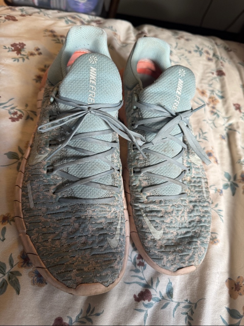 Nike Women's Light Blue and Pink Athletic Running Shoes